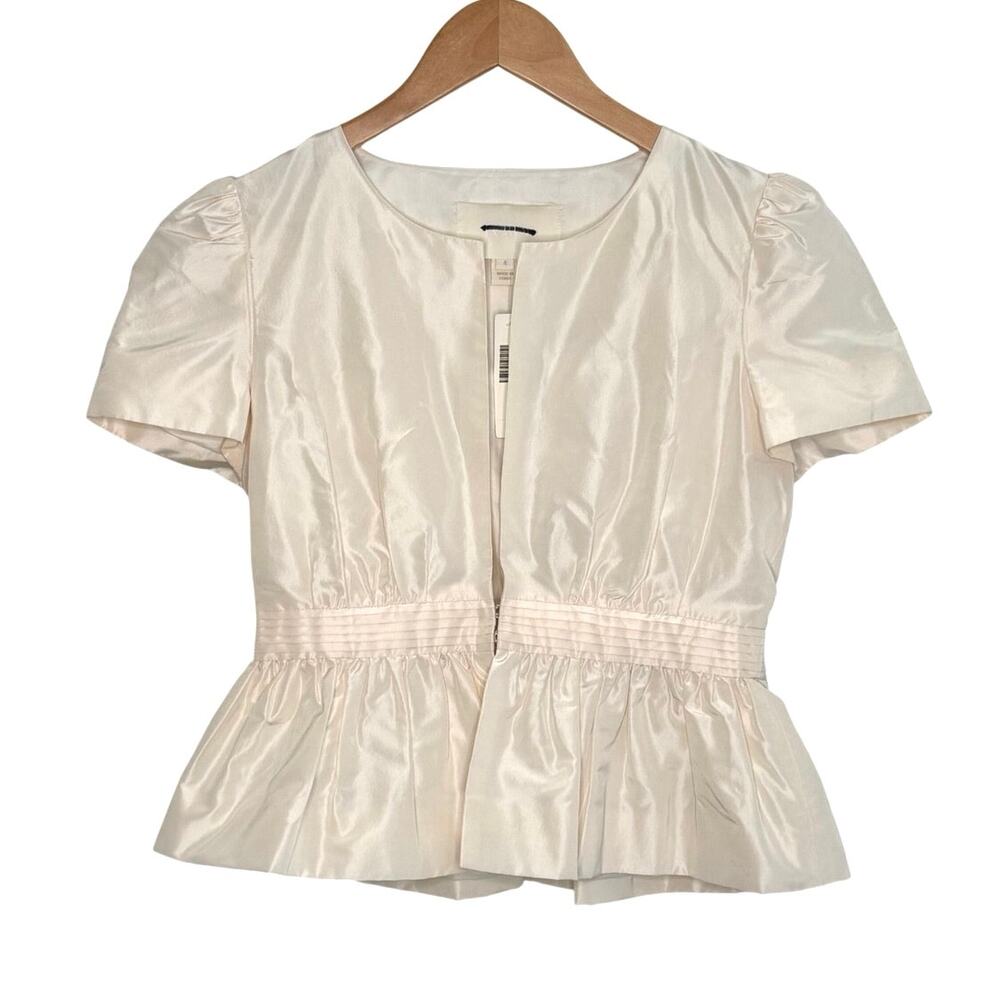 NWT J. Crew special occasion ivory peplum blouse top silk size 4